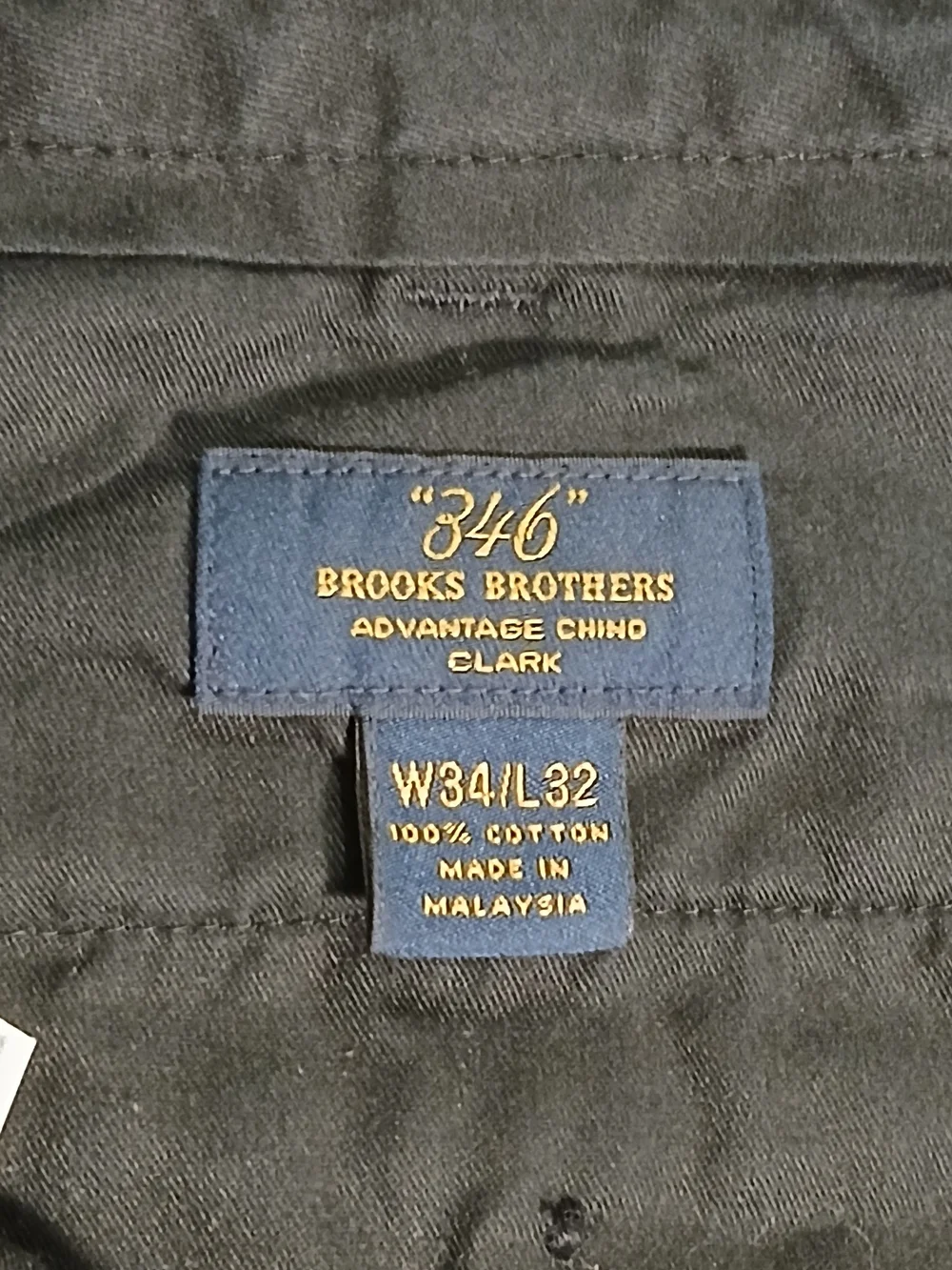 Brooks Brothers Advantage Chino Clark Pants 34x32 Men's Navy Blue